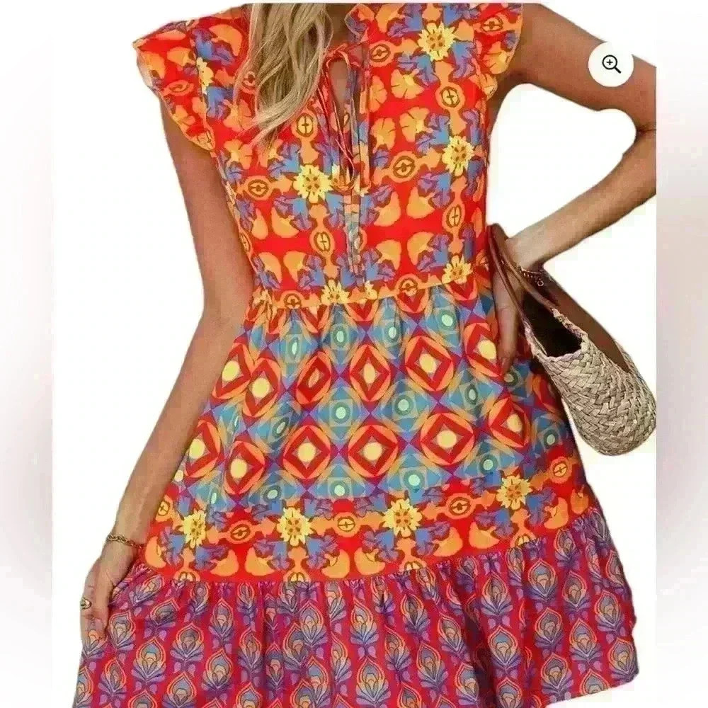 SHEIN- Boho Sleeveless Multicolor Women Dresses (Women's)